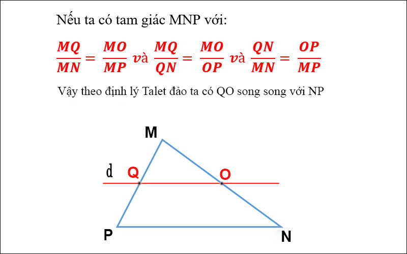 Ví dụ minh họa cho định lý đảo của định lý Talet